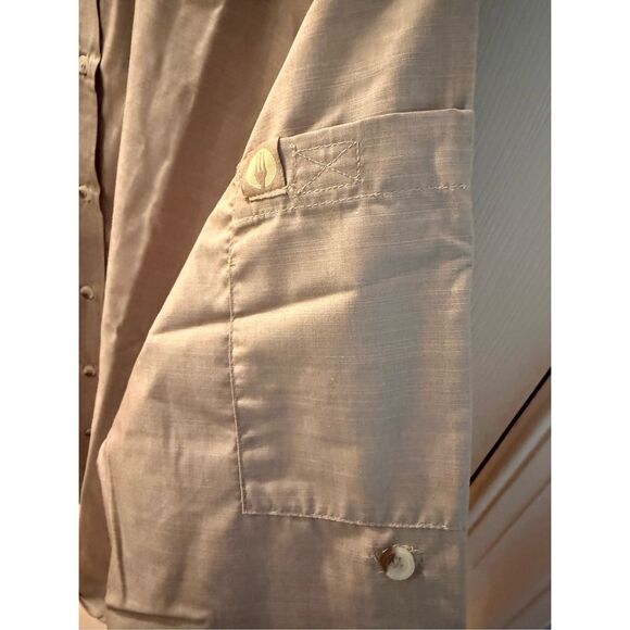Chef Works Khaki Long Roll Tab Sleeve Shoulder Pocket Button Down Shirt sz XL NW - Picture 4 of 8
